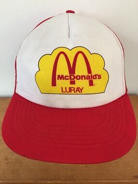 Vintage 80s McDonalds Luray Virginia Adjustable Snap Back Foam Trucker Hat Cap